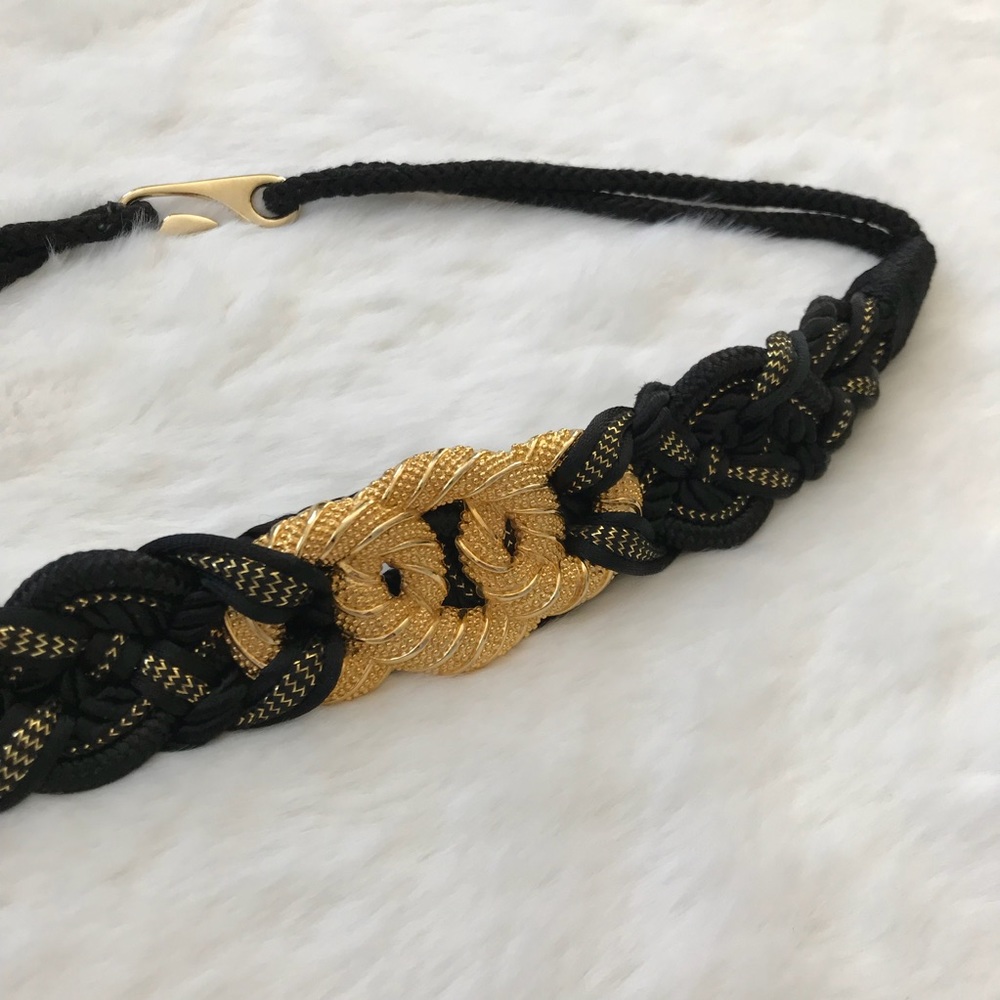 Vtg 80s rope woven metal festival statement belt